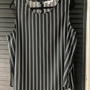 Black and White Striped Women's Top